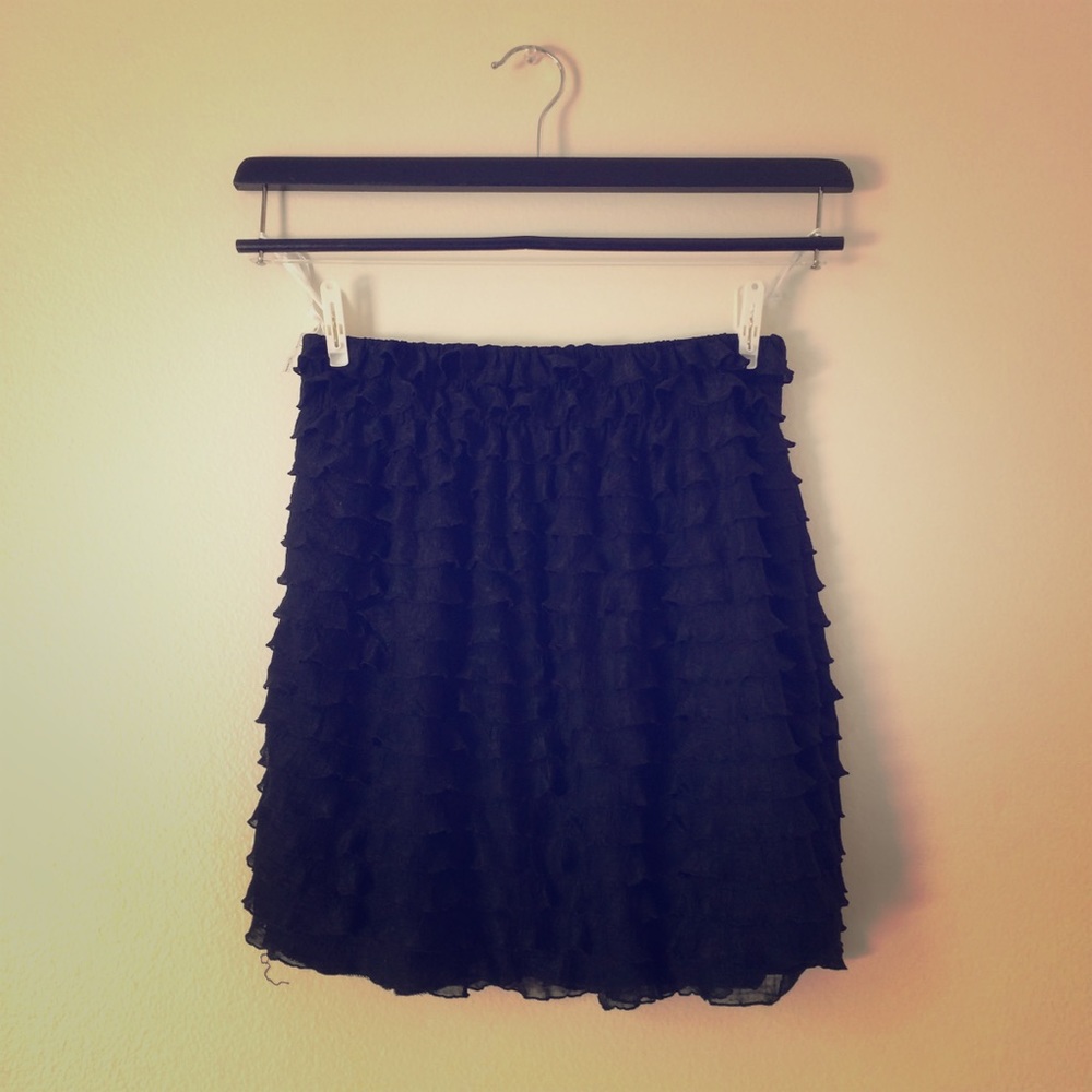 Black Frilly Tiered Skirt